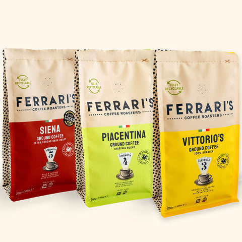 Filter Ground Coffee Pack of 3x200g Bags - Siena, Vittorio's and Piacentina