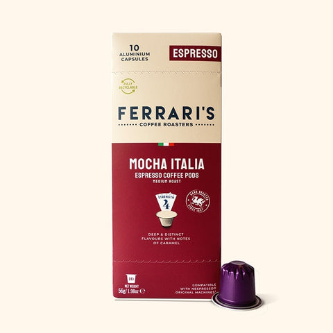 Mocha Italia Espresso Nespresso™ Compatible Pods, 10 pods (10 aluminium capsules)