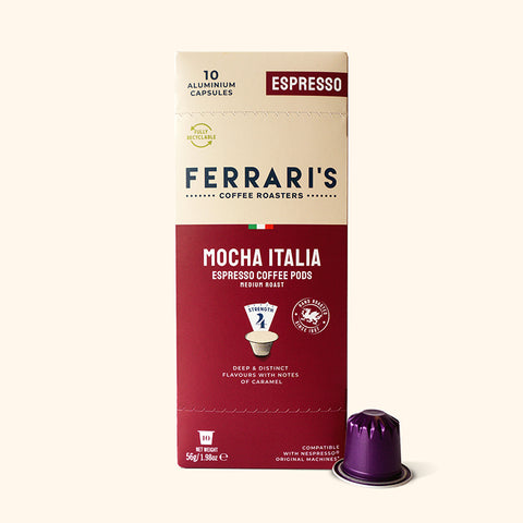 Mocha Italia Espresso Nespresso™ Compatible Pods, 10 pods (10 aluminium capsules)