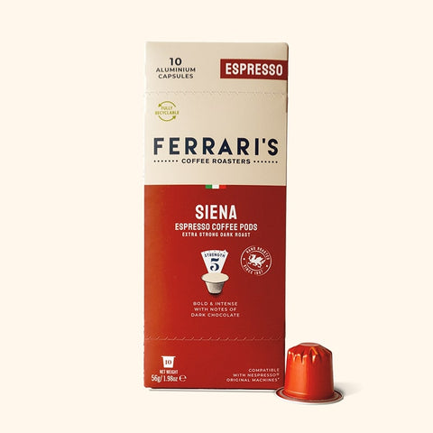 Siena Espresso Nespresso™ Compatible Pods, 10 pods (10 aluminium capsules)
